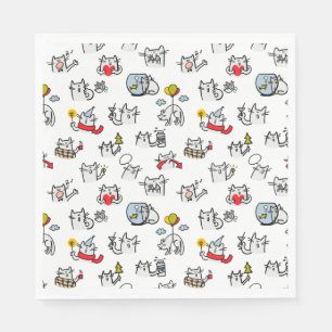 Funny cats, milk and magic. napkin