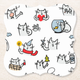 Funny cats, milk and magic. paper coaster