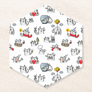 Funny cats, milk and magic. paper coaster