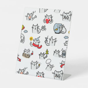 Funny cats, milk and magic. pedestal sign