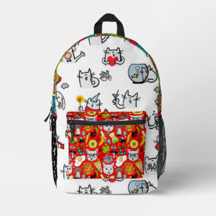 Funny cats, milk and magic. printed backpack