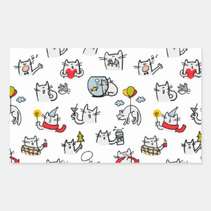Funny cats, milk and magic. rectangular sticker