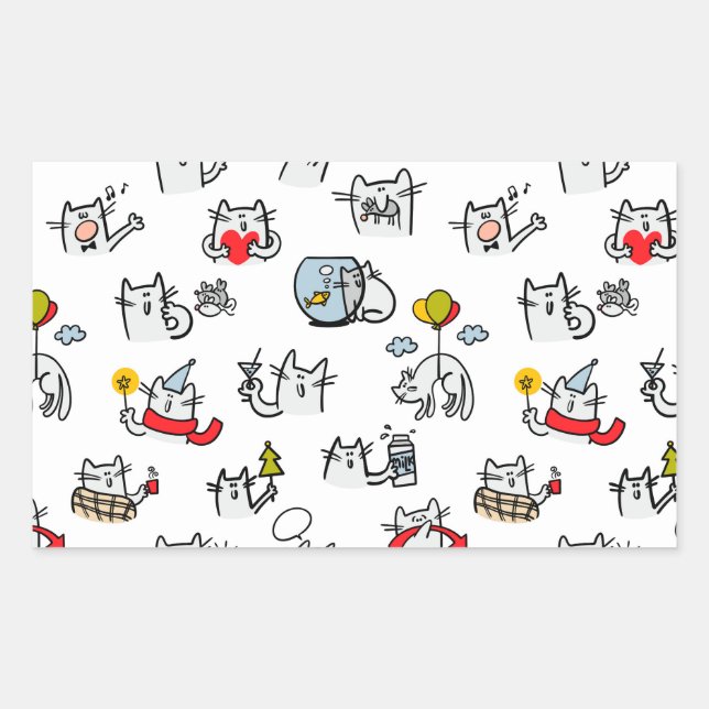 Funny cats, milk and magic. rectangular sticker (Front)