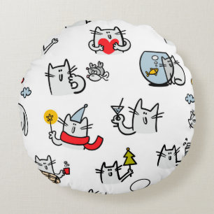 Funny cats, milk and magic. round cushion