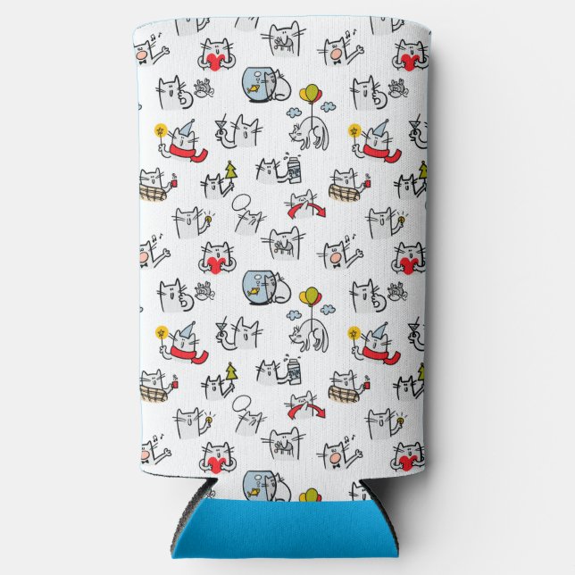 Funny cats, milk and magic. seltzer can cooler (Front)