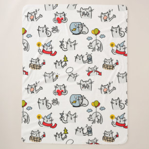 Funny cats, milk and magic. sherpa blanket