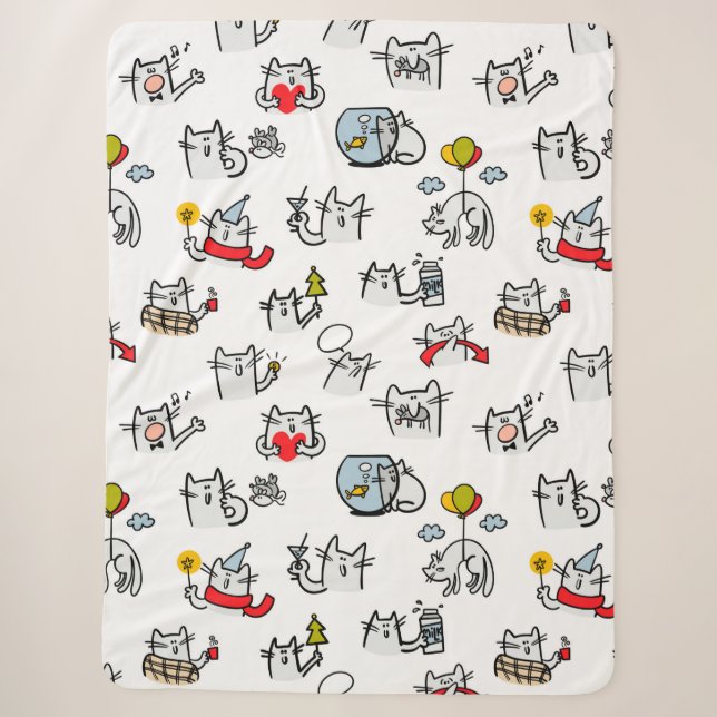 Funny cats, milk and magic. sherpa blanket (Front)