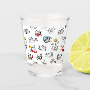 Funny cats, milk and magic. shot glass