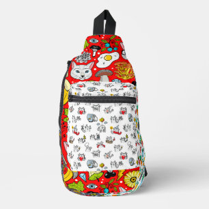 Funny cats, milk and magic. sling bag