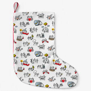 Funny cats, milk and magic. small christmas stocking