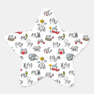 Funny cats, milk and magic. star sticker