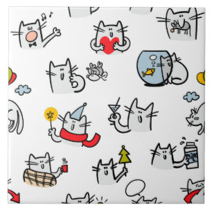 Funny cats, milk and magic. tile