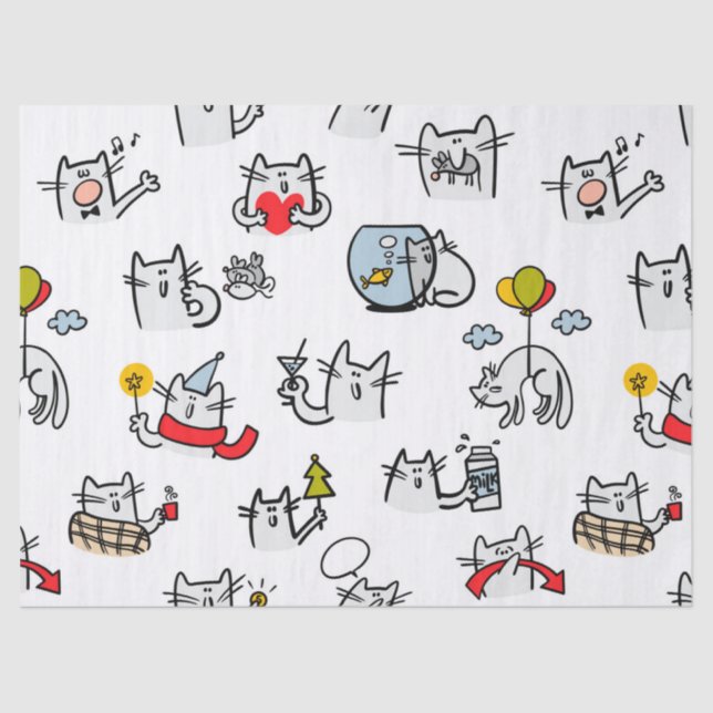 Funny cats, milk and magic. tissue paper (Front)