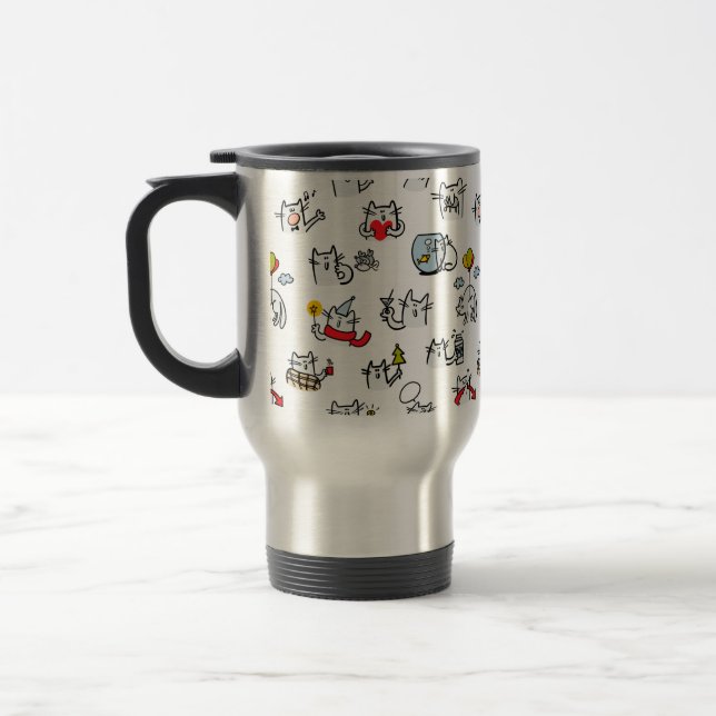 Funny cats, milk and magic. travel mug (Left)