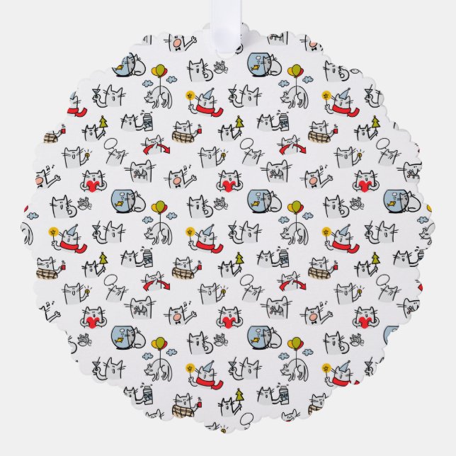 Funny cats, milk and magic. tree decoration card (Front)