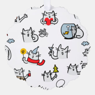 Funny cats, milk and magic. tree decoration card