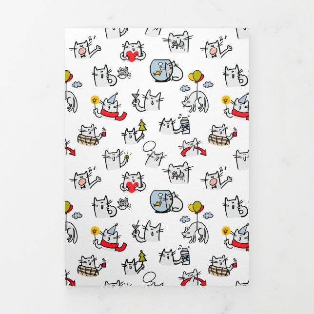 Funny cats, milk and magic. Tri-Fold invitation (Cover)