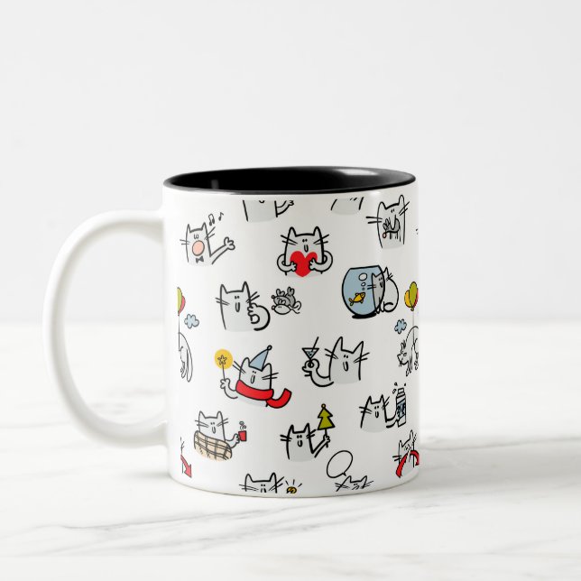 Funny cats, milk and magic. Two-Tone coffee mug (Left)