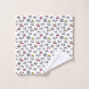Funny cats, milk and magic. wash cloth