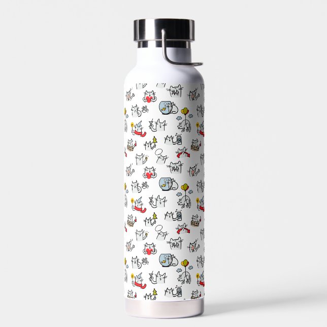 Funny cats, milk and magic. water bottle (Left)