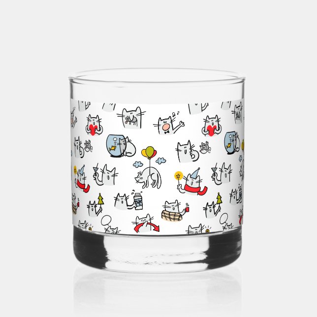 Funny cats, milk and magic. whiskey glass (Front)