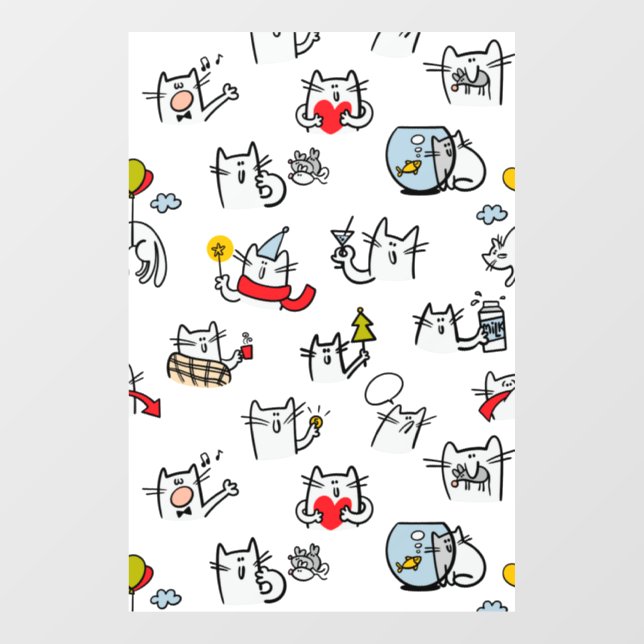 Funny cats, milk and magic. window cling (Sheet)