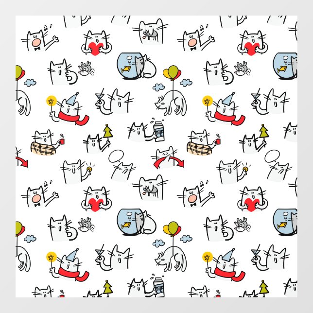 Funny cats, milk and magic. window cling (Sheet)