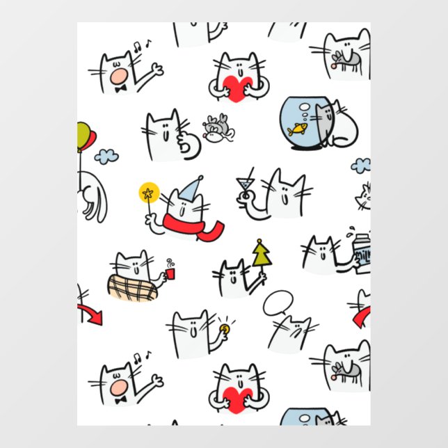 Funny cats, milk and magic. window cling (Sheet)