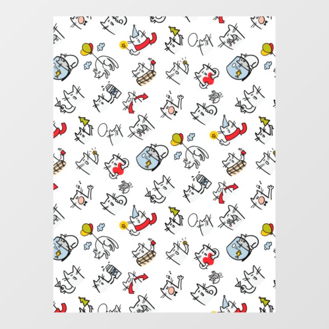 Funny cats, milk and magic. window cling (Sheet)