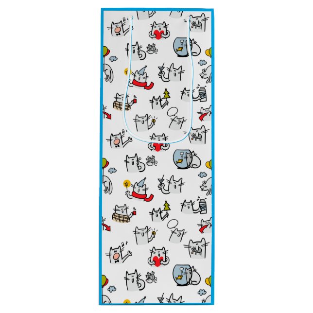 Funny cats, milk and magic. wine gift bag (Front)