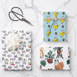 Funny cats, milk and magic. wrapping paper sheet