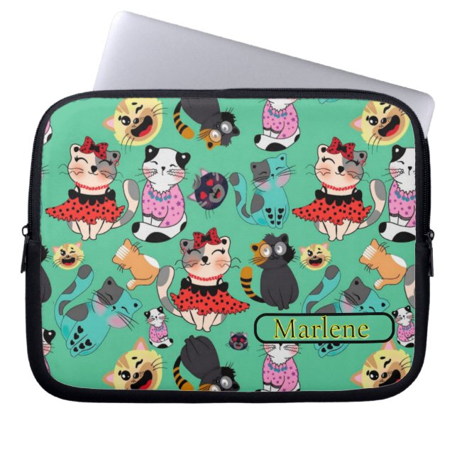 Funny Cats Monogramed Electronics Bag (Front)