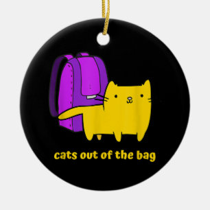 Funny Cats Out of The Bag Ceramic Tree Decoration