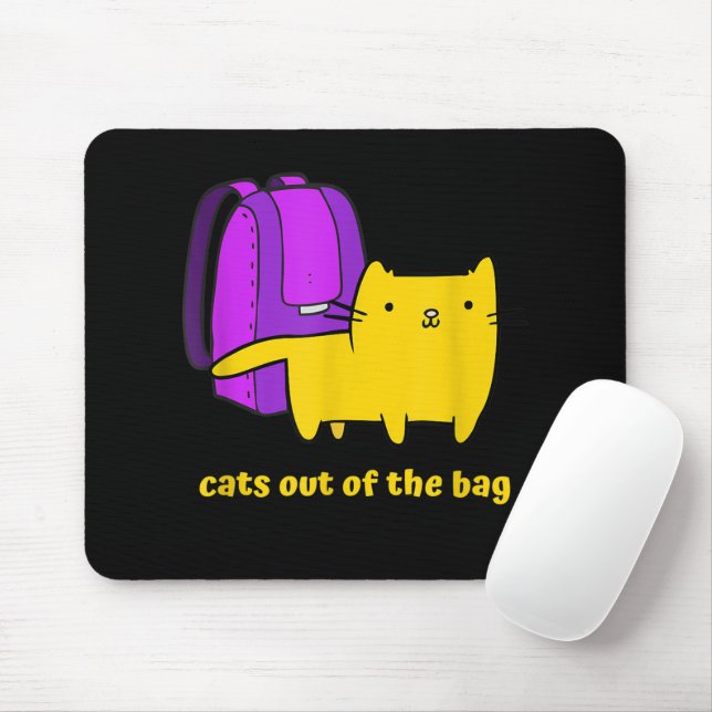 Funny Cats Out of The Bag Mouse Mat (With Mouse)