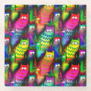 Funny Cats Pattern-54578 Glass Coaster