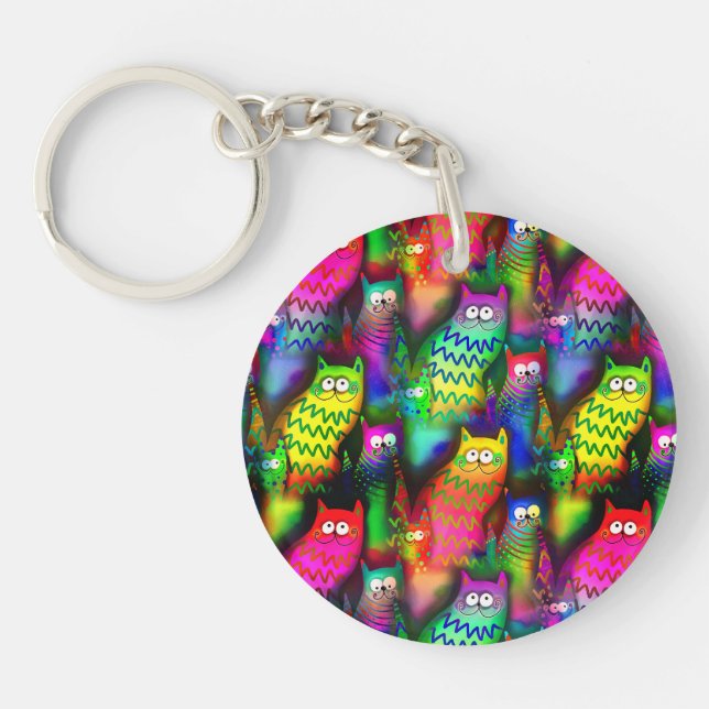 Funny Cats Pattern-54578 Key Ring (Front)