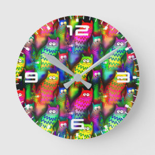 Funny Cats Pattern-54578 Round Clock