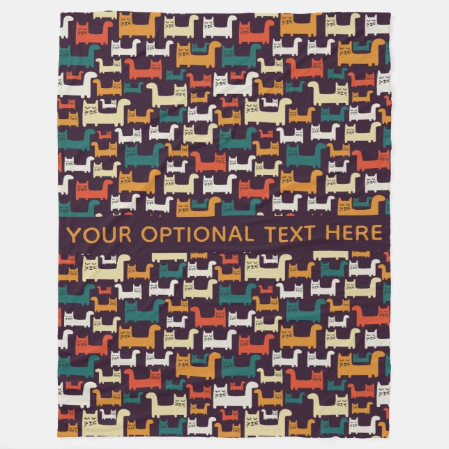 Funny Cats Pattern custom text fleece blankets (Front)