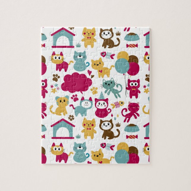 Funny Cats Pattern Jigsaw Puzzle (Vertical)