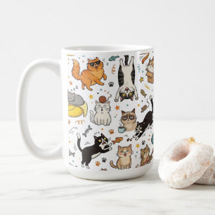 Funny Cats Pattern Mug For Cat Lovers