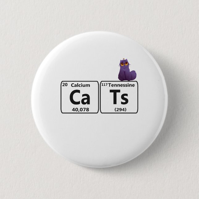 Funny Cats Periodic Table Elements Funny Science T 6 Cm Round Badge (Front)