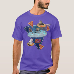 Funny Cats Pizza In Space T-Shirt