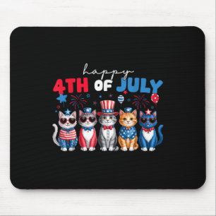 Funny Cats Proud Happy 4th Of July Shirt For Men W Mouse Mat