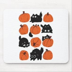 Funny Cats Retro Groovy Pumpkin Halloween Thanksgi Mouse Mat