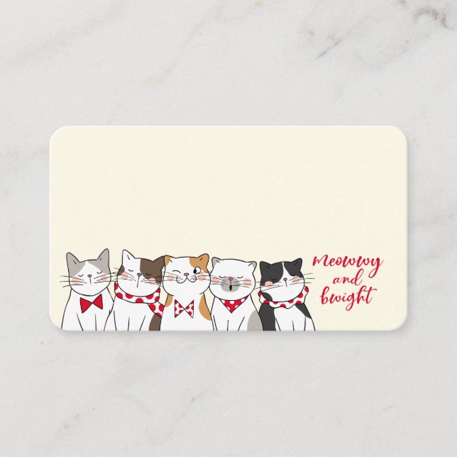 Funny Cats Season To Be Merry Holiday Place Card (Front)