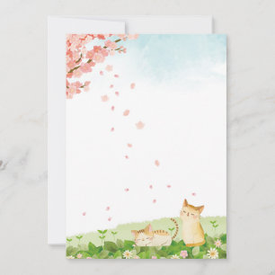 Funny Cats Singing under Cherry Blossoms Holiday Card