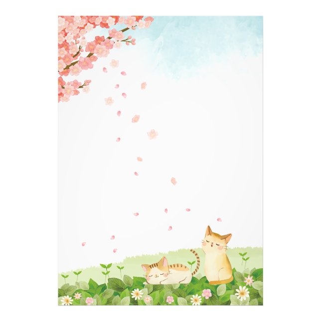 Funny Cats Singing under Cherry Blossoms Photo Print (Front)