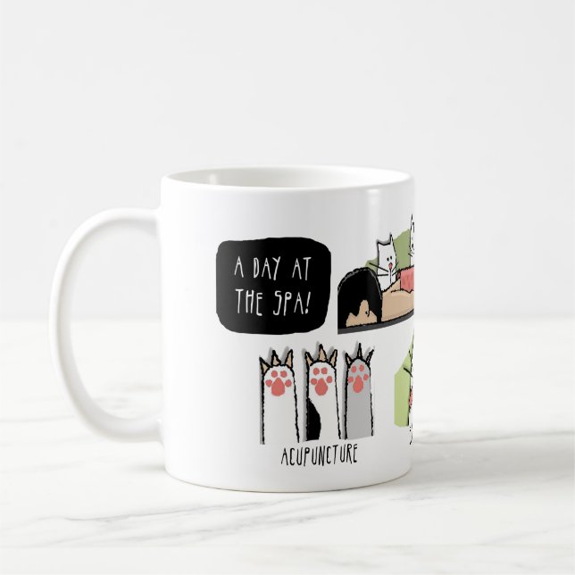 Funny Cats Spa, Massage, Acupuncture, Exfoliation Coffee Mug (Left)