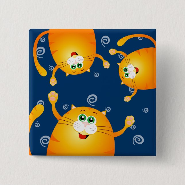 Funny cats, square magnet 15 cm square badge (Front)