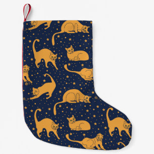 Funny cats, stars, space pattern. small christmas stocking